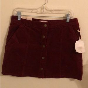 Burgundy button up skirt
